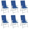 Coussins de chaise de jardin à dossier haut lot de 6 bleu royal 