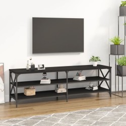 Meuble TV noir 160x40x50 cm bois d'ingénierie 