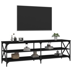 Meuble TV noir 160x40x50 cm bois d'ingénierie 