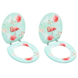 Sièges de toilette avec couvercle 2 pcs MDF Design de flamant 