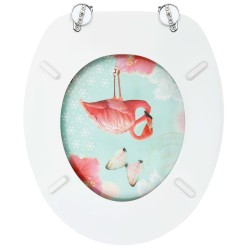 Sièges de toilette avec couvercle 2 pcs MDF Design de flamant 