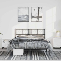 Cadre de lit métal sans matelas avec tête de lit noir 135x190cm 