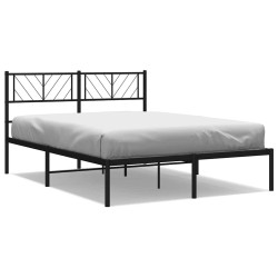 Cadre de lit métal sans matelas avec tête de lit noir 135x190cm 