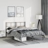 Cadre de lit métal sans matelas avec tête de lit noir 135x190cm 