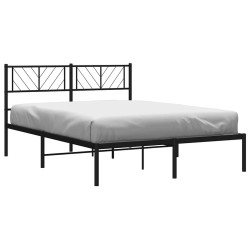 Cadre de lit métal sans matelas avec tête de lit noir 135x190cm 
