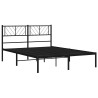 Cadre de lit métal sans matelas avec tête de lit noir 135x190cm 