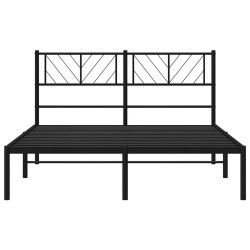 Cadre de lit métal sans matelas avec tête de lit noir 135x190cm 