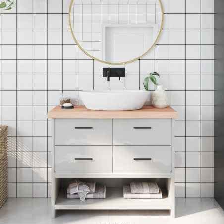 Comptoir de salle de bain 100x40x(2-6)cm bois massif non traité 
