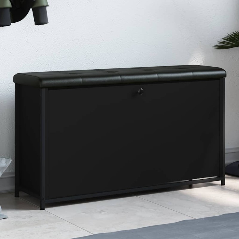 Banc à chaussures avec tiroir rabattable noir 102x32x56 cm 
