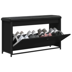 Banc à chaussures avec tiroir rabattable noir 102x32x56 cm 