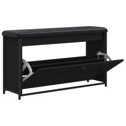Banc à chaussures avec tiroir rabattable noir 102x32x56 cm 
