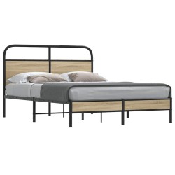 Cadre de lit sans matelas 135x190 cm chêne fumé bois ingénierie 
