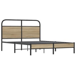 Cadre de lit sans matelas 135x190 cm chêne fumé bois ingénierie 