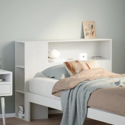Tête de lit avec rangement blanc 90 cm bois massif de pin 