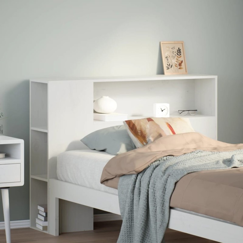 Tête de lit avec rangement blanc 90 cm bois massif de pin 