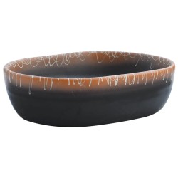 Vasque à poser noir et orange ovale 47x33x13 cm céramique 