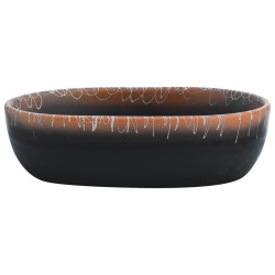 Vasque à poser noir et orange ovale 47x33x13 cm céramique 