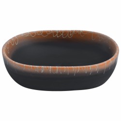Vasque à poser noir et orange ovale 47x33x13 cm céramique 