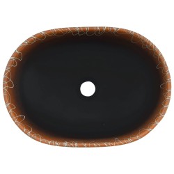 Vasque à poser noir et orange ovale 47x33x13 cm céramique 