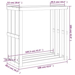 Porte-bûches d’extérieur Blanc 108x52x106 cm Bois massif de pin 