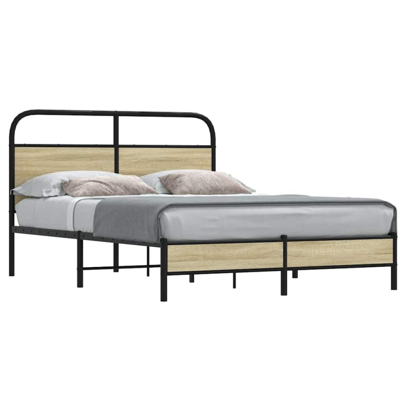 Cadre de lit sans matelas 135x190 cm chêne sonoma 