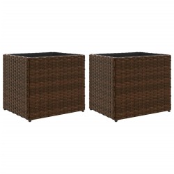 Jardinières 2 pcs marron 36x30x32 cm résine tressée 
