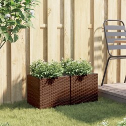 Jardinières 2 pcs marron 36x30x32 cm résine tressée 