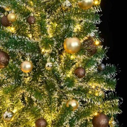 Sapin de Noël artificiel 300 LED&boules&neige floquée 210 cm 
