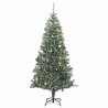 Sapin de Noël artificiel 300 LED&boules&neige floquée 210 cm 