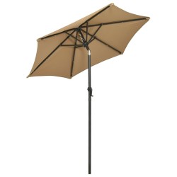 Parasol de jardin avec lumières LED taupe 200x211 cm aluminium 
