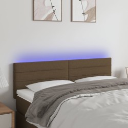 Tête de lit à LED Marron Foncé 144x5x78/88 cm Tissu 