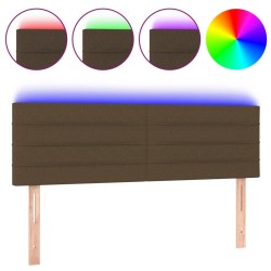 Tête de lit à LED Marron Foncé 144x5x78/88 cm Tissu 