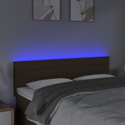 Tête de lit à LED Marron Foncé 144x5x78/88 cm Tissu 