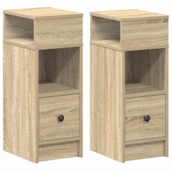 Tables de chevet 2 pcs avec tiroir chêne sonoma 25x31x66 cm 