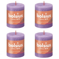 Bolsius Bougies pilier rustiques Shine 4 pcs 80x68 mm Violet vibrant 