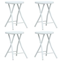 Tabourets pliables de jardin 4 pcs Blanc PEHD Aspect de rotin 