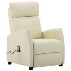 Fauteuil de massage inclinable Crème Similicuir 