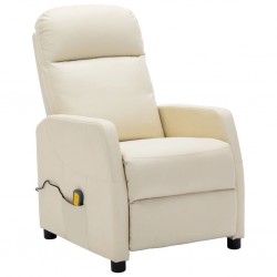 Fauteuil de massage inclinable Blanc Similicuir 