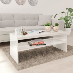 Table basse Blanc brillant 100 x 40 x 40 cm Aggloméré    