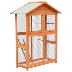 Cage à oiseaux Pin massif et bois de sapin 120x60x168 cm 