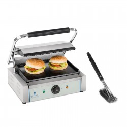 Kit machine à panini et brosse de nettoyage - 2 200 W - Plaque supérieure rainurée 