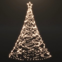 vidaXL Arbre de Noël avec poteau en métal 500 LED blanches chaudes 3 m 
