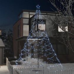 vidaXL Arbre de Noël avec poteau en métal 1400 LED blanches froid 5 m 