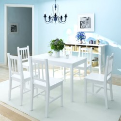 salle à manger 7 pcs Pinède Blanc 