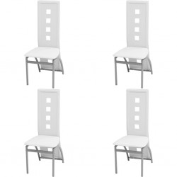 Chaises de salle à manger 4 pcs Blanc Similicuir 