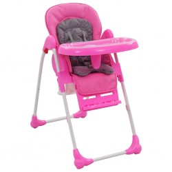 vidaXL Chaise haute pour bébé Rose et gris 