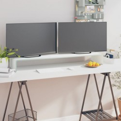 Meuble TV/ Support pour moniteur 110 x 30 x 13 cm Verre Blanc 