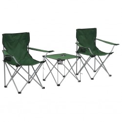 Table et chaises de camping 3 pcs Vert 