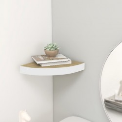 vidaXL Étagère d'angle murale Chêne et blanc 25x25x3,8 cm MDF 