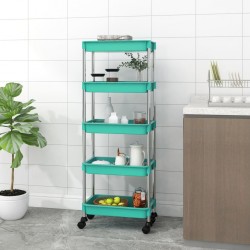 vidaXL Chariot de cuisine 5 niveaux Turquoise 40x22x116 cm Fer et ABS 